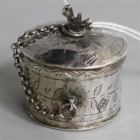 A Persian silver trinket box and cover.